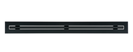Front view of a black 96 inch 1-slot linear diffuser with 25mm openings for high airflow in commercial HVAC systems
