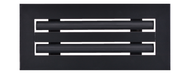 Front view of black 10x4 inch modern air vent cover – CASA 2-slot linear diffuser with 25mm openings.