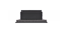 Load image into Gallery viewer, Profile view of black 10x4 inch modern air vent cover – CASA 2-slot linear diffuser with 25mm openings.
