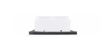 Load image into Gallery viewer, Profile view of white 10x4 inch modern air vent cover – CASA 2-slot linear diffuser with 25mm openings.
