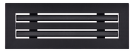 Front view of black 12x4 inch modern air vent cover – CASA 2-slot linear diffuser with 25mm openings.
