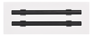 Front view of white 12x4 inch modern air vent cover – CASA 2-slot linear diffuser with 25mm openings.