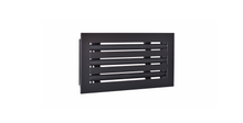 Load image into Gallery viewer, Side view of black 12x6 inch modern air vent cover – CASA 3-slot linear diffuser with 25mm openings.
