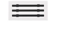 Front view of white 12x6 inch modern air vent cover – CASA 3-slot linear diffuser with 25mm openings.