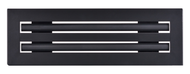 Front view of black 14x4 inch modern air vent cover – CASA 2-slot linear diffuser with 25mm openings.