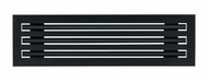 Front view of a black 24 inch 3-slot linear diffuser with 25mm openings for high airflow in commercial HVAC systems