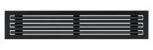 Load image into Gallery viewer, Front view of a black 32 inch 3-slot linear diffuser with 25mm openings for high airflow in commercial HVAC systems
