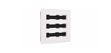 Load image into Gallery viewer, Side view of a white 6x6-inch 3-slot modern vent cover linear diffuser with 25mm openings for high airflow in commercial HVAC systems
