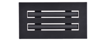 Load image into Gallery viewer, Front view of a black 8x4 inch 2-slot modern vent cover linear diffuser with 25mm openings for high airflow in commercial HVAC systems
