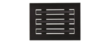 Load image into Gallery viewer, Front view of a black 8x6 inch 3-slot modern vent cover linear diffuser with 25mm openings for high airflow in commercial HVAC systems
