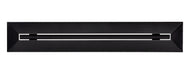 Front view of a black 12-inch mud-in linear slot diffuser with a 25mm opening for high airflow in commercial HVAC systems