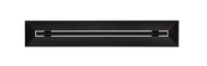 Front view of a black 12-inch mud-in linear slot diffuser with a 25mm opening for high airflow in commercial HVAC systems