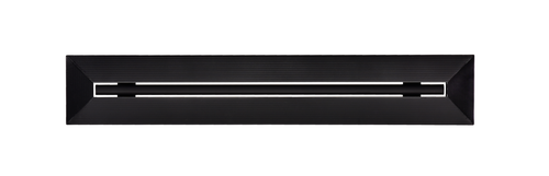 Front view of a black 72-inch mud-in linear slot diffuser with a 25mm opening for high airflow in commercial HVAC systems