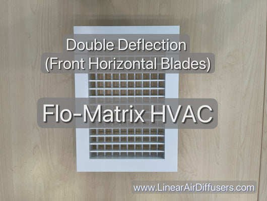 Close up video of our double deflection HVAC supply grille register with horizontal front blades for precision airflow control in vent covers.
