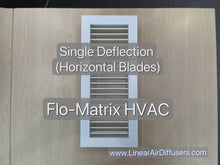 Load and play video in Gallery viewer, Close up video of our single deflection HVAC supply grille register with horizontal blades as a vent cover.
