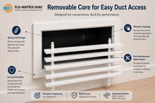 Load image into Gallery viewer, Flo-Matrix HVAC removable core linear bar grille demonstration with spring coil design for easy duct access, cleaning and HVAC maintenance.
