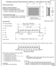 Load image into Gallery viewer, 10x20&quot; Double Deflection Grille HVAC Air Vent Submittal
