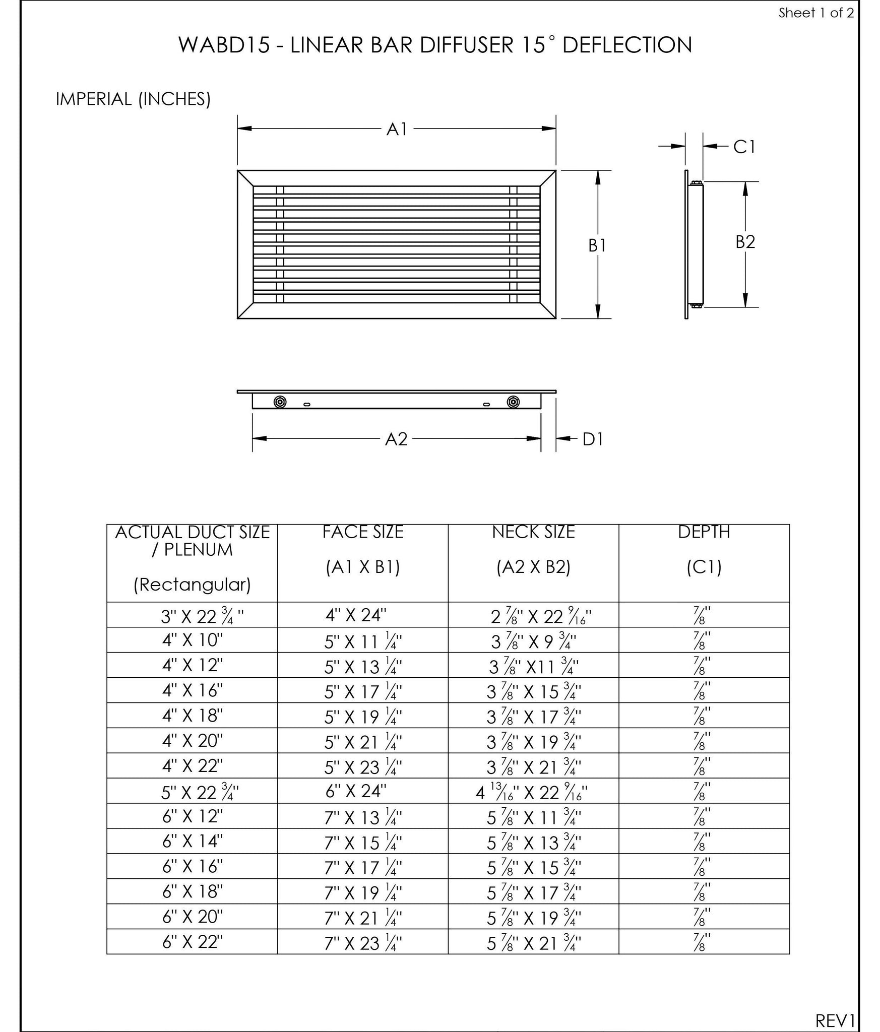 14x6" Linear Bar Grille (15 Degrees Deflection Vent Cover) Linear