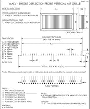 Load image into Gallery viewer, 8x10&quot; Single Deflection Grille Air Vent Cover (Vertical Blades) submittal
