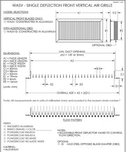 Load image into Gallery viewer, 24x24&quot; Single Deflection Grille Air Vent Cover (Vertical Blades) submittal
