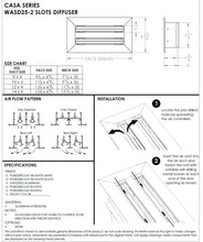 Load image into Gallery viewer, 12x4&quot; Linear Slot Diffuser HVAC air vent cover submittal
