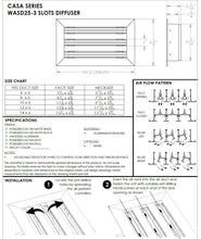 Load image into Gallery viewer, 14x6&quot; standard linear slot HVAC modern air vent cover submittal drawing
