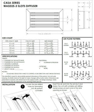 Load image into Gallery viewer, 12x6&quot; standard linear slot HVAC modern air vent cover submittal drawing
