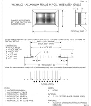 Load image into Gallery viewer, 16x16&quot; Galvanized Wire Air Grille with Aluminum Frame submittal
